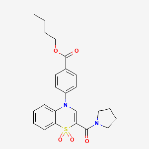 molecular formula C24H26N2O5S B2508787 4-[1,1-二氧化-2-(吡咯烷-1-基羰基)-4H-1,4-苯并噻嗪-4-基]苯甲酸丁酯 CAS No. 1251568-32-7