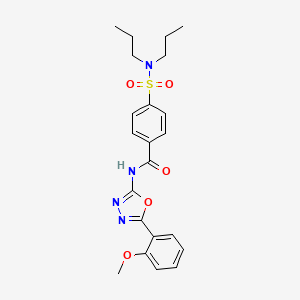 molecular formula C22H26N4O5S B2508793 4-(dipropylsulfamoyl)-N-[5-(2-methoxyphenyl)-1,3,4-oxadiazol-2-yl]benzamide CAS No. 501351-91-3