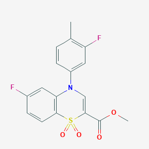 molecular formula C17H13F2NO4S B2508798 methyl 6-fluoro-4-(3-fluoro-4-methylphenyl)-4H-1,4-benzothiazine-2-carboxylate 1,1-dioxide CAS No. 1291864-87-3