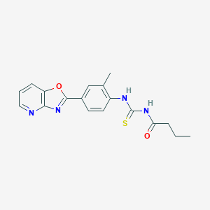 molecular formula C18H18N4O2S B250880 N-butyryl-N'-(2-methyl-4-[1,3]oxazolo[4,5-b]pyridin-2-ylphenyl)thiourea 
