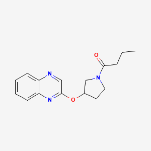 molecular formula C16H19N3O2 B2508806 1-[3-(Quinoxalin-2-yloxy)pyrrolidin-1-yl]butan-1-one CAS No. 2097893-84-8