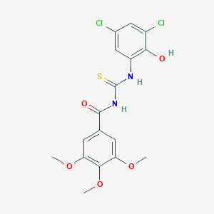 molecular formula C17H16Cl2N2O5S B250882 N-[(3,5-dichloro-2-hydroxyphenyl)carbamothioyl]-3,4,5-trimethoxybenzamide 