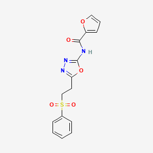 molecular formula C15H13N3O5S B2508822 N-(5-(2-(phenylsulfonyl)ethyl)-1,3,4-oxadiazol-2-yl)furan-2-carboxamide CAS No. 922473-68-5