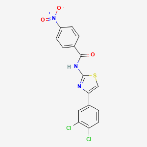 molecular formula C16H9Cl2N3O3S B2508834 N-[4-(3,4-二氯苯基)-1,3-噻唑-2-基]-4-硝基苯甲酰胺 CAS No. 312925-42-1