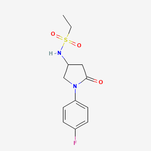 molecular formula C12H15FN2O3S B2508838 N-(1-(4-氟苯基)-5-氧代吡咯烷-3-基)乙磺酰胺 CAS No. 896314-40-2