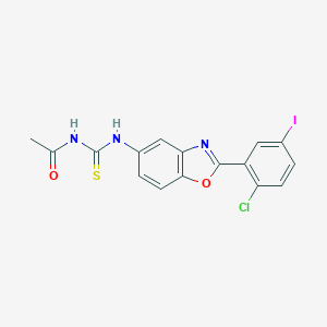 molecular formula C16H11ClIN3O2S B250884 N-{[2-(2-chloro-5-iodophenyl)-1,3-benzoxazol-5-yl]carbamothioyl}acetamide 