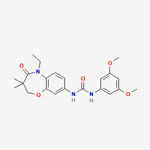 molecular formula C22H27N3O5 B2508849 1-(3,5-二甲氧基苯基)-3-(5-乙基-3,3-二甲基-4-氧代-2,3,4,5-四氢苯并[b][1,4]恶二嗪-8-基)脲 CAS No. 1172955-33-7