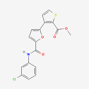 molecular formula C17H12ClNO4S B2508853 Methyl 3-{5-[(3-chloroanilino)carbonyl]-2-furyl}-2-thiophenecarboxylate CAS No. 477851-61-9