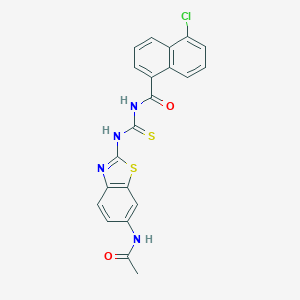 molecular formula C21H15ClN4O2S2 B250888 N-{[6-(acetylamino)-1,3-benzothiazol-2-yl]carbamothioyl}-5-chloronaphthalene-1-carboxamide 