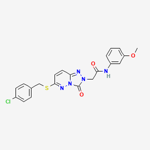 molecular formula C21H18ClN5O3S B2508881 2-(6-((4-chlorobenzyl)thio)-3-oxo-[1,2,4]triazolo[4,3-b]pyridazin-2(3H)-yl)-N-(3-methoxyphenyl)acetamide CAS No. 1105212-17-6