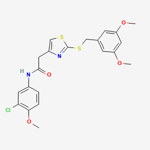 N-(3-chloro-4-methoxyphenyl)-2-(2-((3,5-dimethoxybenzyl)thio)thiazol-4-yl)acetamide