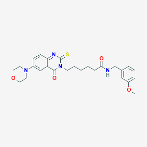 molecular formula C26H32N4O4S B2508892 N-[(3-甲氧基苯基)甲基]-6-[6-(吗啉-4-基)-4-氧代-2-硫代亚甲基-1,2,3,4-四氢喹唑啉-3-基]己酰胺 CAS No. 689769-94-6