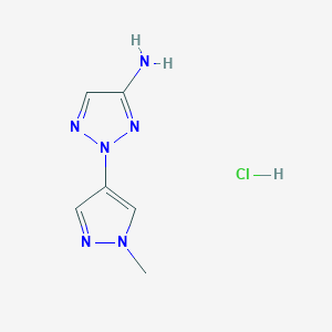 molecular formula C6H9ClN6 B2508899 2-(1-Methylpyrazol-4-yl)triazol-4-amine;hydrochloride CAS No. 2260936-26-1