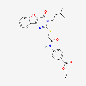 Ethyl 4-(2-((3-isopentyl-4-oxo-3,4-dihydrobenzofuro[3,2-d]pyrimidin-2-yl)thio)acetamido)benzoate