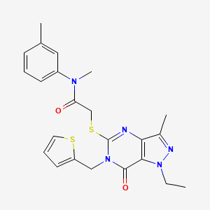molecular formula C23H25N5O2S2 B2508923 2-((1-ethyl-3-methyl-7-oxo-6-(thiophen-2-ylmethyl)-6,7-dihydro-1H-pyrazolo[4,3-d]pyrimidin-5-yl)thio)-N-methyl-N-(m-tolyl)acetamide CAS No. 1359313-81-7