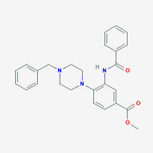 molecular formula C26H27N3O3 B250893 Methyl 3-(benzoylamino)-4-(4-benzyl-1-piperazinyl)benzoate 