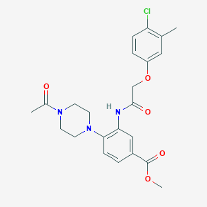 molecular formula C23H26ClN3O5 B250895 Methyl 4-(4-acetyl-1-piperazinyl)-3-{[(4-chloro-3-methylphenoxy)acetyl]amino}benzoate 