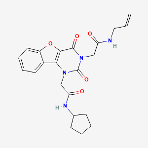 molecular formula C22H24N4O5 B2508950 N-allyl-2-(1-(2-(cyclopentylamino)-2-oxoethyl)-2,4-dioxo-1,2-dihydrobenzofuro[3,2-d]pyrimidin-3(4H)-yl)acetamide CAS No. 1251698-30-2
