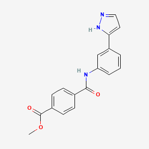 molecular formula C18H15N3O3 B2508957 4-((3-(1H-吡唑-3-基)苯基)氨基羰基)苯甲酸甲酯 CAS No. 1134782-83-4