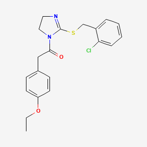 molecular formula C20H21ClN2O2S B2508959 1-(2-((2-chlorobenzyl)thio)-4,5-dihydro-1H-imidazol-1-yl)-2-(4-ethoxyphenyl)ethanone CAS No. 851804-10-9