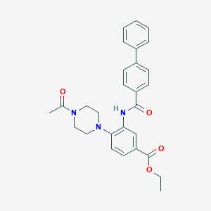 molecular formula C28H29N3O4 B250896 Ethyl 4-(4-acetylpiperazin-1-yl)-3-[(biphenyl-4-ylcarbonyl)amino]benzoate 