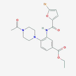 molecular formula C20H22BrN3O5 B250897 Ethyl 4-(4-acetyl-1-piperazinyl)-3-[(5-bromo-2-furoyl)amino]benzoate 
