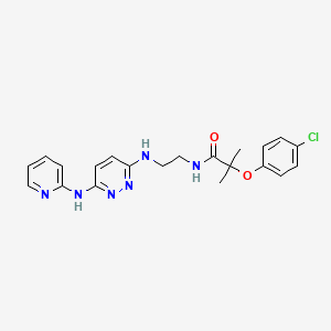 molecular formula C21H23ClN6O2 B2508973 2-(4-chlorophenoxy)-2-methyl-N-(2-((6-(pyridin-2-ylamino)pyridazin-3-yl)amino)ethyl)propanamide CAS No. 1251577-07-7