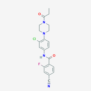 molecular formula C21H20ClFN4O2 B250898 N-[3-chloro-4-(4-propanoylpiperazin-1-yl)phenyl]-4-cyano-2-fluorobenzamide 