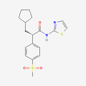 molecular formula C18H22N2O3S2 B2508984 (S)-(+)-3-Cyclopentyl-2-(4-methanesulfonyl-phenyl)-N-thiazol-2-YL-propionamide CAS No. 599164-57-5