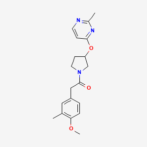 molecular formula C19H23N3O3 B2509009 2-(4-Methoxy-3-methylphenyl)-1-{3-[(2-methylpyrimidin-4-yl)oxy]pyrrolidin-1-yl}ethan-1-one CAS No. 2097931-88-7
