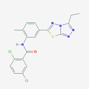 molecular formula C19H15Cl2N5OS B250901 2,5-dichloro-N-[5-(3-ethyl[1,2,4]triazolo[3,4-b][1,3,4]thiadiazol-6-yl)-2-methylphenyl]benzamide 