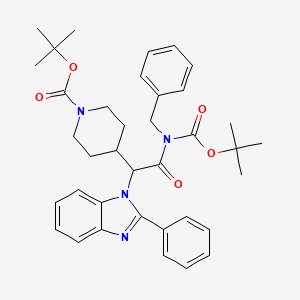 molecular formula C37H44N4O5 B2509011 1-Piperidinecarboxylic acid, 4-[2-[[(1,1-dimethylethoxy)carbonyl](phenylmethyl)amino]-2-oxo-1-(2-phenyl-1H-benzimidazol-1-yl)ethyl]-, 1,1-dimethylethyl ester CAS No. 1440753-63-8