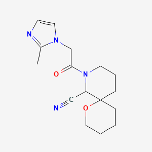 molecular formula C16H22N4O2 B2509018 8-[2-(2-Methylimidazol-1-yl)acetyl]-1-oxa-8-azaspiro[5.5]undecane-7-carbonitrile CAS No. 1954775-43-9
