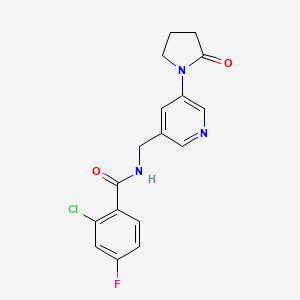 2-chloro-4-fluoro-N-{[5-(2-oxopyrrolidin-1-yl)pyridin-3-yl]methyl}benzamide