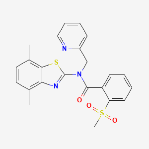 molecular formula C23H21N3O3S2 B2509029 N-(4,7-二甲基苯并[d]噻唑-2-基)-2-(甲磺酰基)-N-(吡啶-2-基甲基)苯甲酰胺 CAS No. 886945-97-7