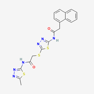 molecular formula C19H16N6O2S3 B2509036 N-(5-methyl-1,3,4-thiadiazol-2-yl)-2-((5-(2-(naphthalen-1-yl)acetamido)-1,3,4-thiadiazol-2-yl)thio)acetamide CAS No. 392319-45-8