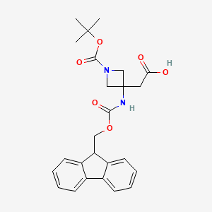 molecular formula C25H28N2O6 B2509045 2-{1-[(tert-butoxy)carbonyl]-3-({[(9H-fluoren-9-yl)methoxy]carbonyl}amino)azetidin-3-yl}acetic acid CAS No. 2149471-79-2