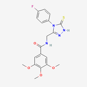 molecular formula C19H19FN4O4S B2509046 N-[[4-(4-fluorophenyl)-5-sulfanylidene-1H-1,2,4-triazol-3-yl]methyl]-3,4,5-trimethoxybenzamide CAS No. 391887-67-5