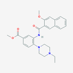 molecular formula C26H29N3O4 B250905 Methyl 4-(4-ethyl-1-piperazinyl)-3-[(3-methoxy-2-naphthoyl)amino]benzoate 