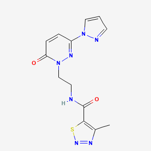 4-methyl-N-(2-(6-oxo-3-(1H-pyrazol-1-yl)pyridazin-1(6H)-yl)ethyl)-1,2,3-thiadiazole-5-carboxamide