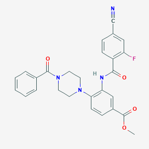 molecular formula C27H23FN4O4 B250906 Methyl 4-(4-benzoyl-1-piperazinyl)-3-[(4-cyano-2-fluorobenzoyl)amino]benzoate 