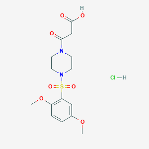 molecular formula C15H21ClN2O7S B2509061 3-(4-((2,5-二甲氧苯基)磺酰基)哌嗪-1-基)-3-氧代丙酸盐酸盐 CAS No. 1356113-51-3