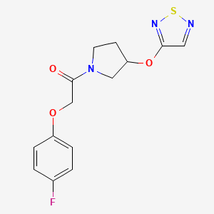 molecular formula C14H14FN3O3S B2509065 2-(4-Fluorophenoxy)-1-[3-(1,2,5-thiadiazol-3-yloxy)pyrrolidin-1-yl]ethan-1-one CAS No. 2097897-99-7