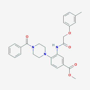 molecular formula C28H29N3O5 B250907 Methyl 4-(4-benzoyl-1-piperazinyl)-3-{[(3-methylphenoxy)acetyl]amino}benzoate 