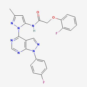 molecular formula C23H17F2N7O2 B2509078 2-(2-fluorophenoxy)-N-(1-(1-(4-fluorophenyl)-1H-pyrazolo[3,4-d]pyrimidin-4-yl)-3-methyl-1H-pyrazol-5-yl)acetamide CAS No. 1007061-88-2