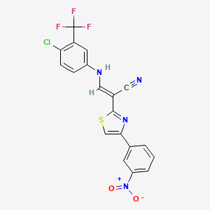 (E)-3-((4-chloro-3-(trifluoromethyl)phenyl)amino)-2-(4-(3-nitrophenyl)thiazol-2-yl)acrylonitrile