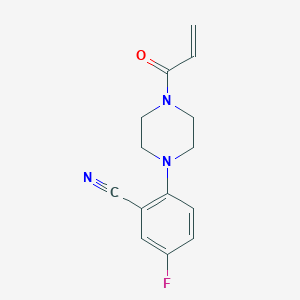 molecular formula C14H14FN3O B2509080 5-Fluoro-2-(4-prop-2-enoylpiperazin-1-yl)benzonitrile CAS No. 2394837-77-3