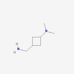 molecular formula C7H16N2 B2509096 3-(aminomethyl)-N,N-dimethylcyclobutan-1-amine CAS No. 1821494-08-9
