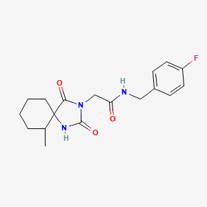 molecular formula C18H22FN3O3 B2509104 N-(4-fluorobenzyl)-2-(6-methyl-2,4-dioxo-1,3-diazaspiro[4.5]decan-3-yl)acetamide CAS No. 561050-11-1