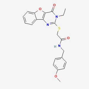 2-[(3-ethyl-4-oxo-3,4-dihydro[1]benzofuro[3,2-d]pyrimidin-2-yl)sulfanyl]-N-(4-methoxybenzyl)acetamide